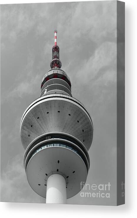 Architecture Canvas Print featuring the photograph Heinrich Hertz Tower - Selective Colour by Yvonne Johnstone