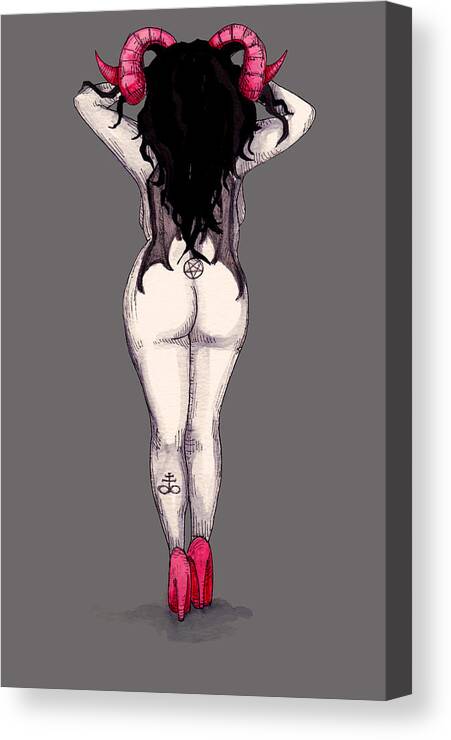 Sexy Canvas Print featuring the drawing Hell In Heels by Ludwig Van Bacon