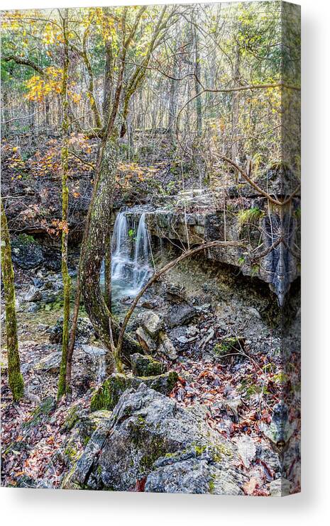 Ruth And Paul Henning Conservation Area Canvas Print featuring the photograph Henning Waterfall In The Woods by Jennifer White