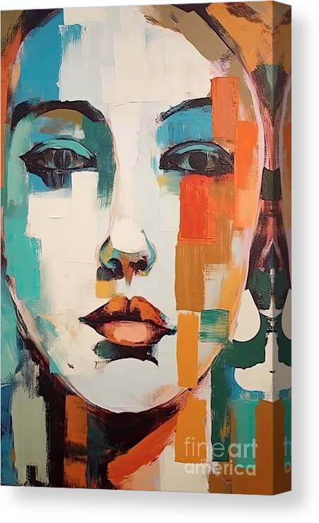 Abstract Woman Canvas Print featuring the painting Her I by Mindy Sommers