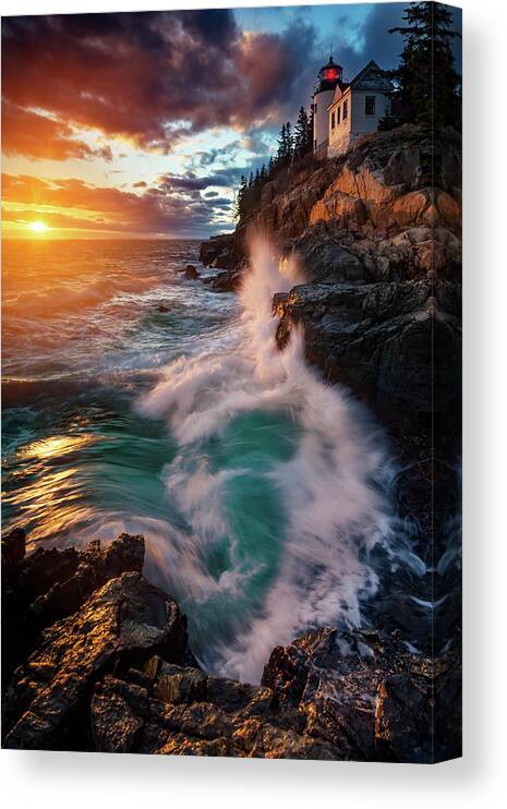 Maine Canvas Print featuring the photograph High Tide at Sunset by Rick Berk