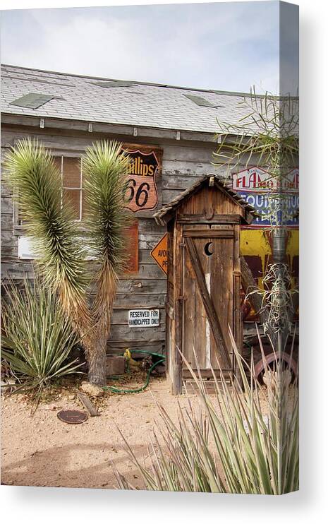 Arizona Canvas Print featuring the photograph Historic Route 66 - Outhouse 1 by Liza Eckardt