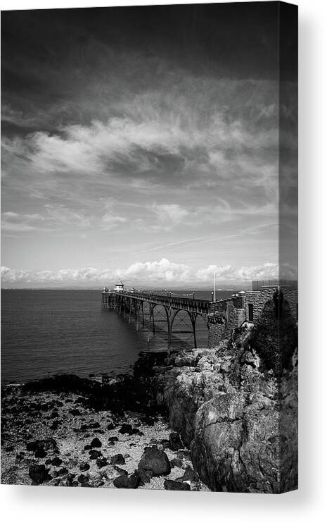 1869 Canvas Print featuring the photograph Historic Victorian pier at Clevedon by Seeables Visual Arts
