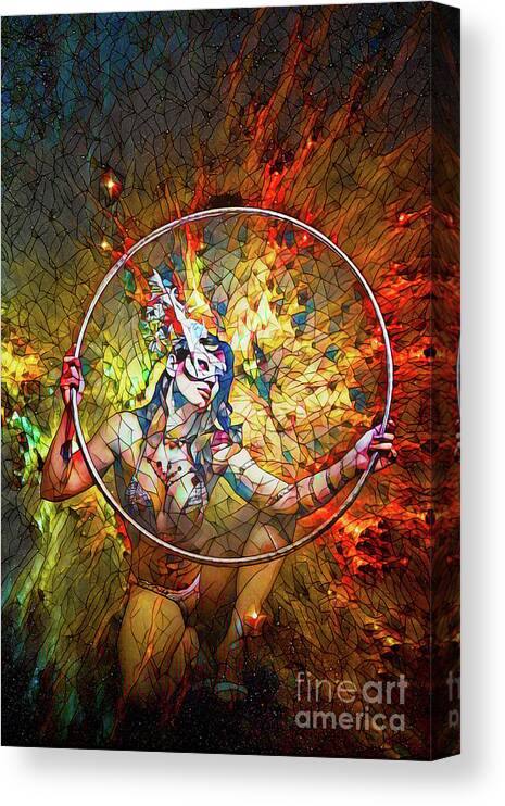 Dark Canvas Print featuring the digital art Hoop Universe Stained Glass by Recreating Creation