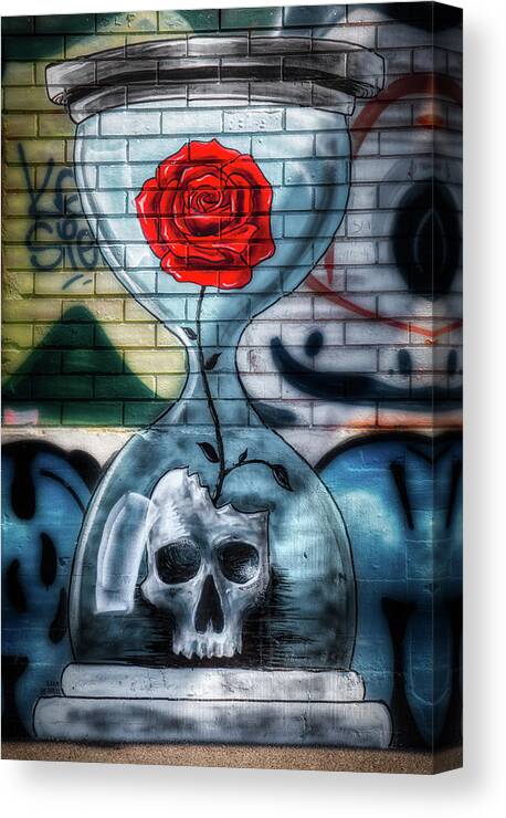 Graffiti Canvas Print featuring the photograph Hourglass bricks by Micah Offman