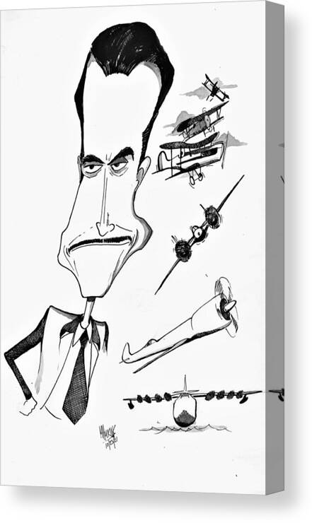 Howard Canvas Print featuring the drawing Howard Hughes by Michael Hopkins