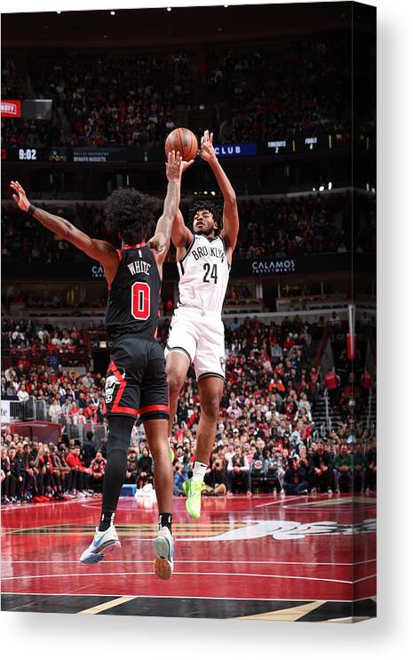 Nba Canvas Print featuring the photograph In-Season Tournament - Brooklyn Nets v Chicago Bulls by Jeff Haynes
