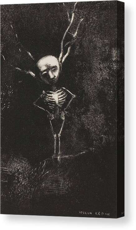 19th Century Canvas Print featuring the relief In the Maze of Branches, the Pale Figure Appeared by Odilon Redon