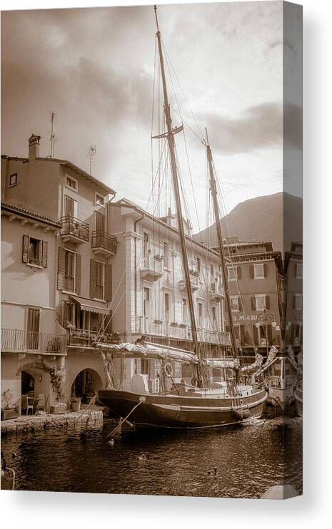 Travel Canvas Print featuring the photograph In the Port of Malcesine by W Chris Fooshee