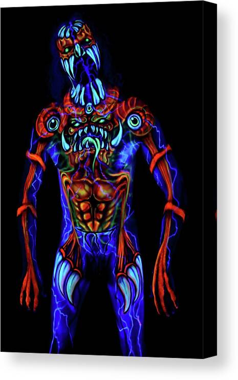 Uv-neon Canvas Print featuring the photograph Indignation by Angela Rene Roberts and Cully Firmin