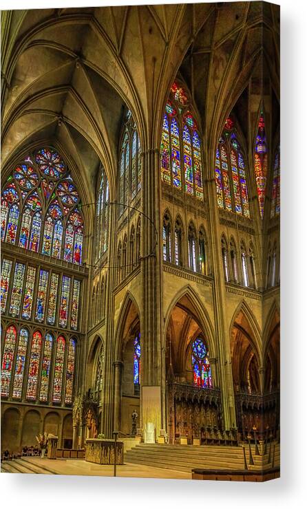 Metz Canvas Print featuring the photograph Interior Of Metz Cathedral In France by Elvira Peretsman