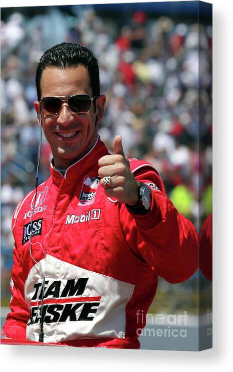 Indy;car;racing;motorsports;irl;newton Canvas Print featuring the photograph Helio Castroneves IRL Racing by Pete Klinger