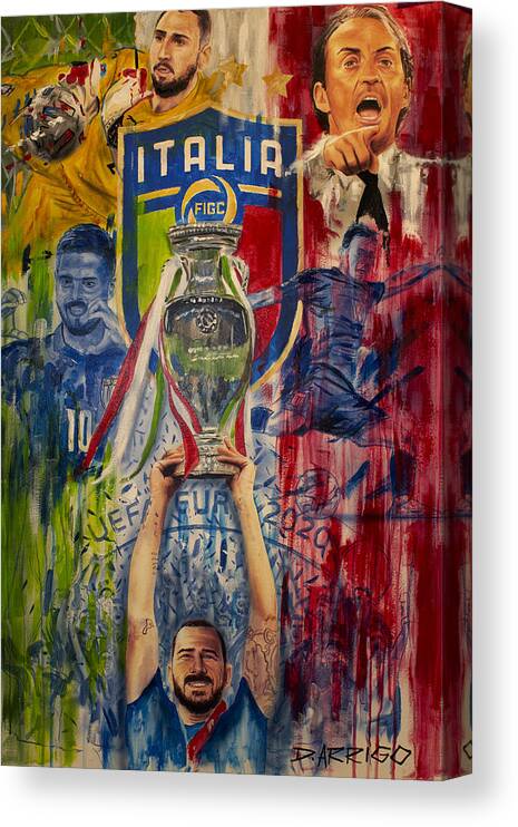Italy Canvas Print featuring the painting Italy Euro Cup 2020 Champions by David Arrigo