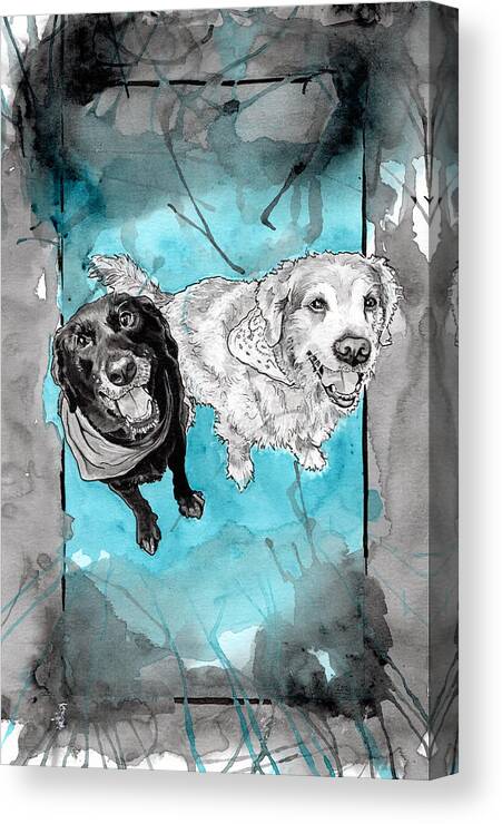 Dog Canvas Print featuring the painting Jake and Riley by Tiffany DiGiacomo
