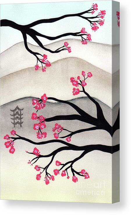 Japan Canvas Print featuring the painting Japanese Cherry Blossoms by Donna Mibus