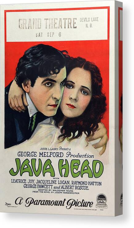 Java Canvas Print featuring the mixed media ''Java Head'' movie poster 1923 by Movie World Posters
