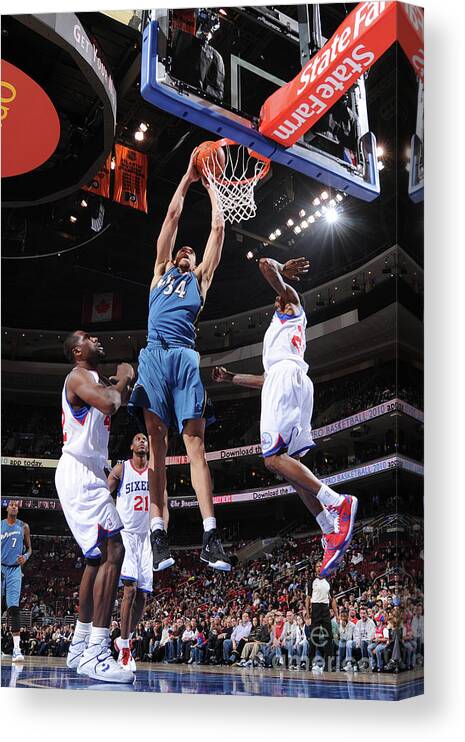 Nba Pro Basketball Canvas Print featuring the photograph Javale Mcgee and Elton Brand by Jesse D. Garrabrant