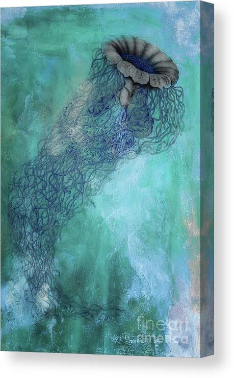 Jellyfish Canvas Print featuring the painting Jellyfish by Mindy Sommers