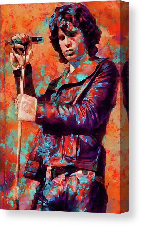 Jim Morrison Canvas Print featuring the mixed media Jim Morrison Tribute Art Soul Kitchen by The Rocker Chic