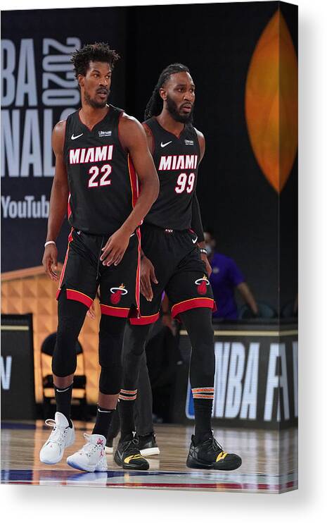 Jimmy Butler Canvas Print featuring the photograph Jimmy Butler and Jae Crowder by Jesse D. Garrabrant