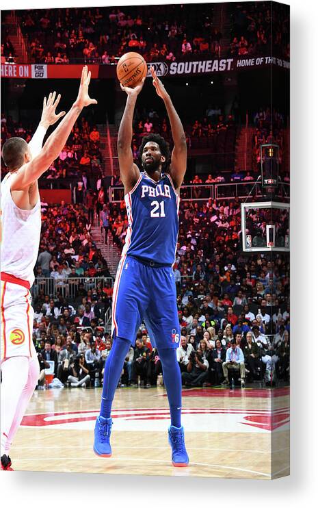 Joel Embiid Canvas Print featuring the photograph Joel Embiid by Scott Cunningham