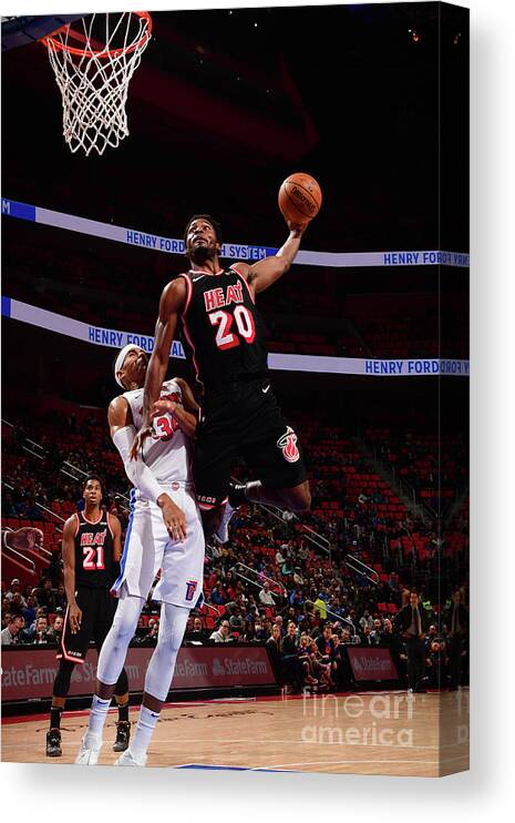 Justise Winslow Canvas Print featuring the photograph Justise Winslow by Chris Schwegler