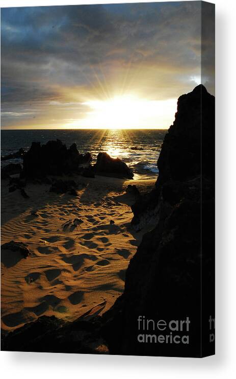 Photography Canvas Print featuring the photograph Kalamaole Beaches Sunset 22 by Stephanie Gambini