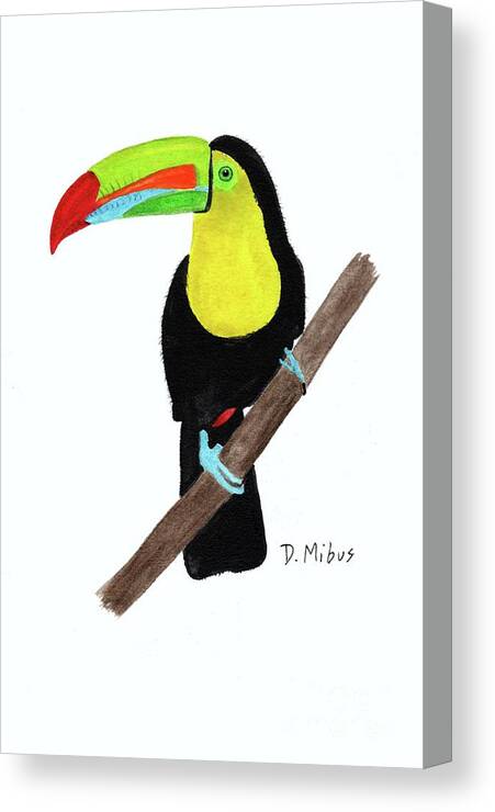 Keel-billed Toucan Canvas Print featuring the painting Keel-Billed Toucan Day 3 Challenge by Donna Mibus