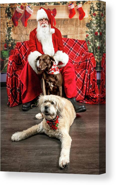 Annie Canvas Print featuring the photograph Kellie and Annie with Santa 2 by Christopher Holmes