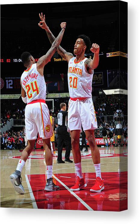 Atlanta Canvas Print featuring the photograph Kent Bazemore and John Collins by Scott Cunningham