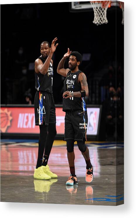 Nba Pro Basketball Canvas Print featuring the photograph Kevin Durant and Kyrie Irving by David Dow