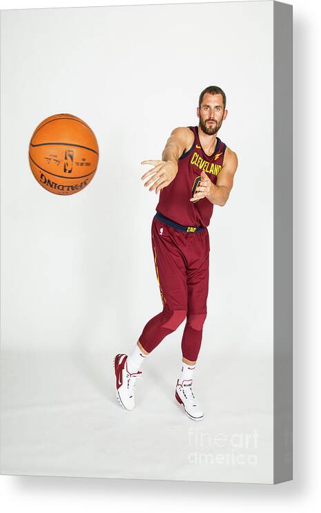 Media Day Canvas Print featuring the photograph Kevin Love by Michael J. Lebrecht Ii