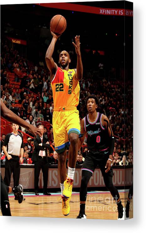 Nba Pro Basketball Canvas Print featuring the photograph Khris Middleton by Oscar Baldizon