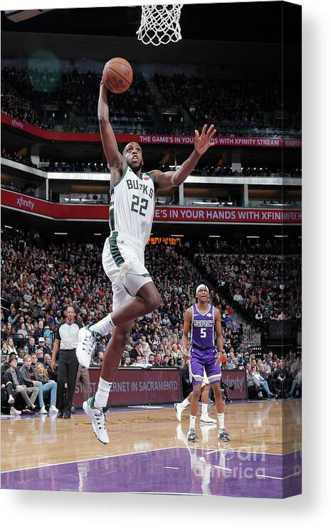 Khris Middleton Canvas Print featuring the photograph Khris Middleton by Rocky Widner