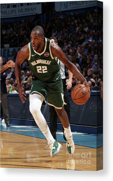 Khris Middleton Canvas Print featuring the photograph Khris Middleton by Zach Beeker