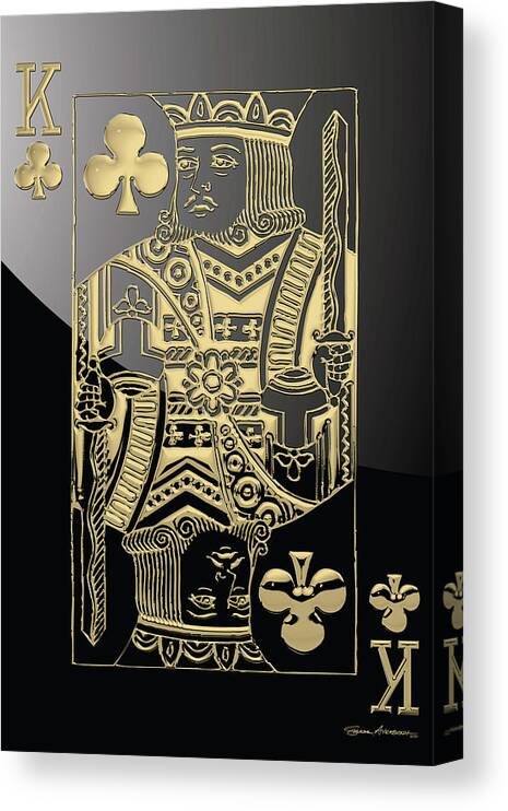 'gamble' Collection By Serge Averbukh Canvas Print featuring the digital art King of Clubs in Gold on Black  by Serge Averbukh