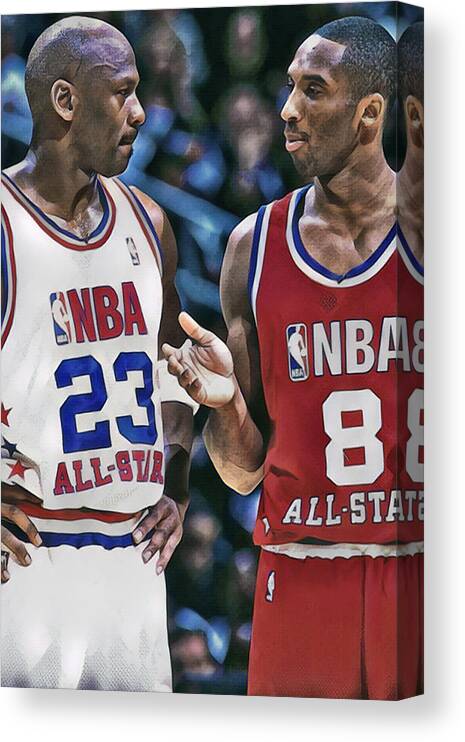 Kobe Bryant Canvas Print featuring the photograph Kobe Bryant Michael Jordan by Joe Hamilton