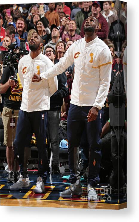 Nba Pro Basketball Canvas Print featuring the photograph Kyrie Irving and Lebron James by Nathaniel S. Butler