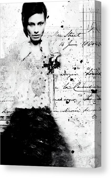 Lady Canvas Print featuring the photograph Lady in Black and White by Deborah Penland