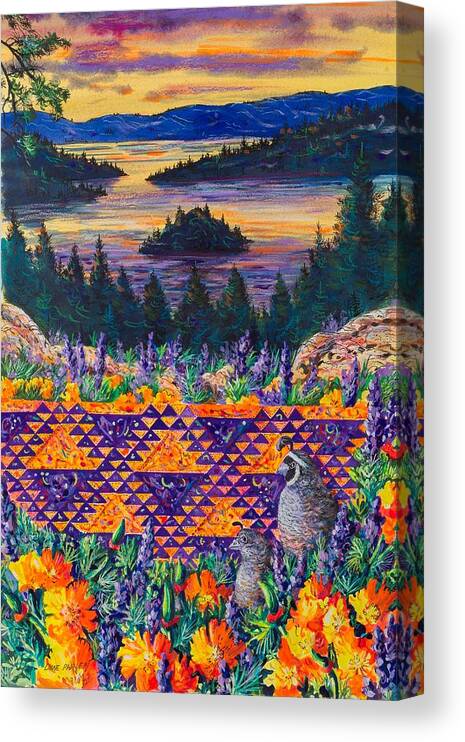 Lady Of The Lake Quilt Pattern Featuring Emerald Bay Canvas Print featuring the painting Lady of the Lake by Diane Phalen