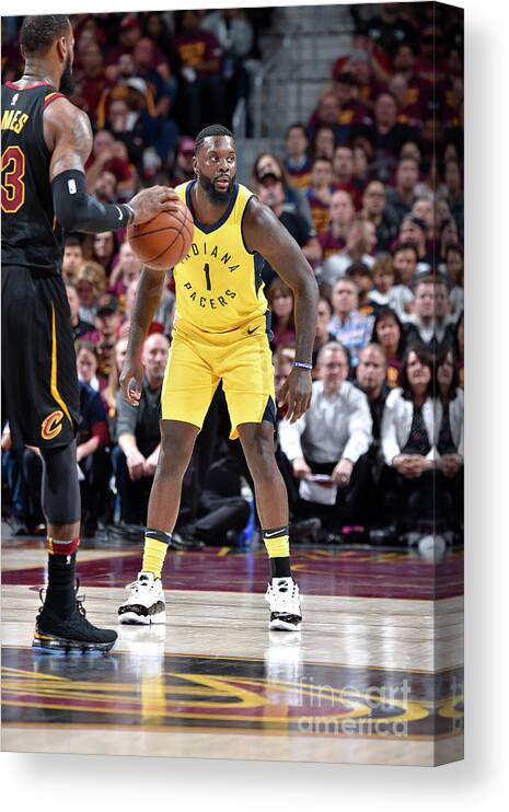 Playoffs Canvas Print featuring the photograph Lance Stephenson and Lebron James by David Liam Kyle