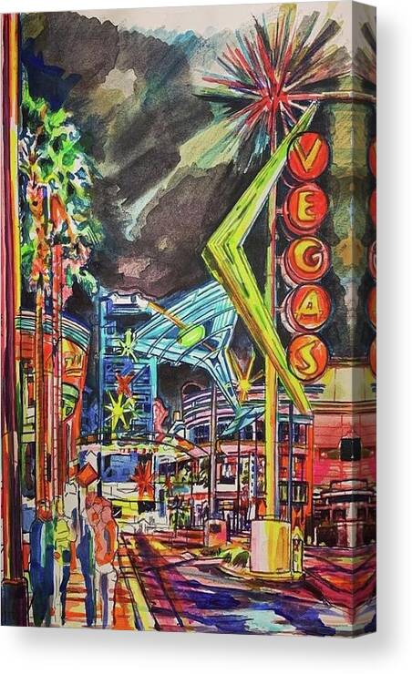 Urban Landscape Canvas Print featuring the painting Las Vegas by Try Cheatham