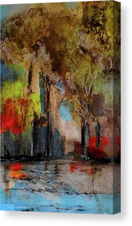 Late Canvas Print featuring the painting Late Autumn Trees by Lisa Kaiser