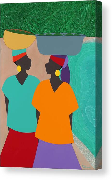 Haiti Canvas Print featuring the painting Les Femmes by Synthia SAINT JAMES