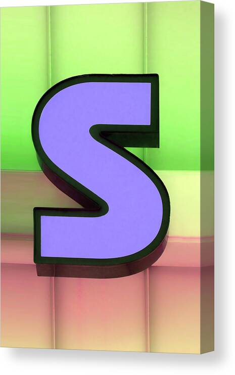 Alphabet Canvas Print featuring the photograph Letter S - Purple and Green by Nikolyn McDonald