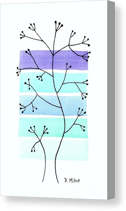 Mid Century Modern Canvas Print featuring the painting Line Drawing Botanical 2 by Donna Mibus