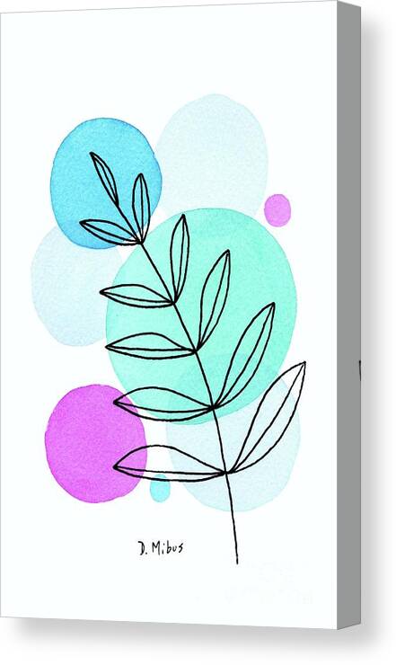 Mid Century Modern Canvas Print featuring the painting Line Drawing Botanical 3 by Donna Mibus