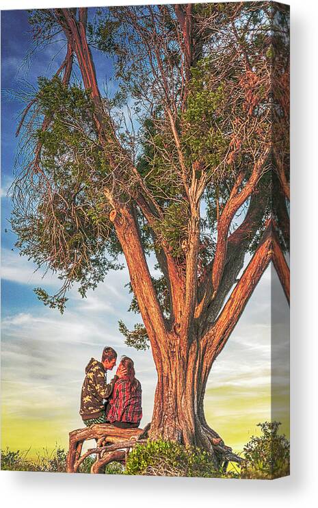 Cypress Tree Canvas Print featuring the photograph Love Under the Cypress Tree by WAZgriffin Digital