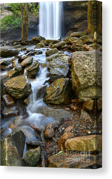 Greeter Falls Canvas Print featuring the photograph Lower Greeter Falls 6 by Phil Perkins