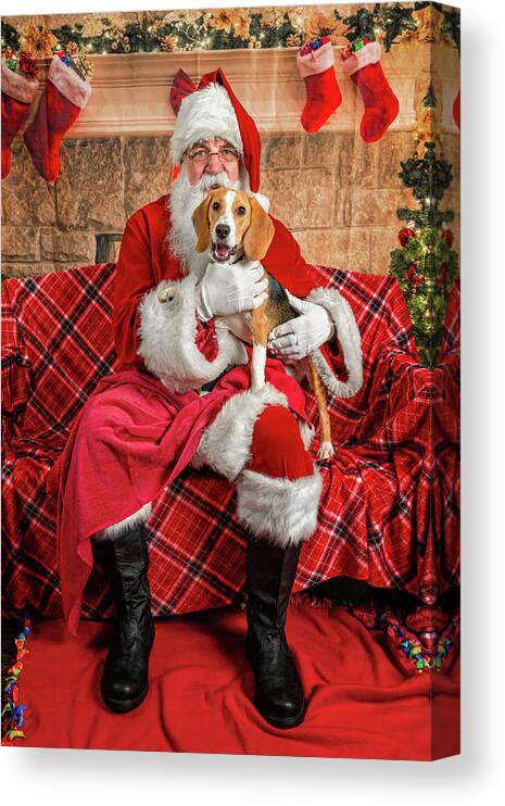 Lucy Canvas Print featuring the photograph Lucy with Santa 2 by Christopher Holmes